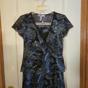 Nine & Co. Black and Blue Paisley Midi Dress